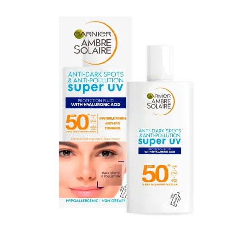 ضدآفتاب سوپر UV گارنیر SPF50+ با هیالورونیک اسید 40 میل Garnier Amber Solaire